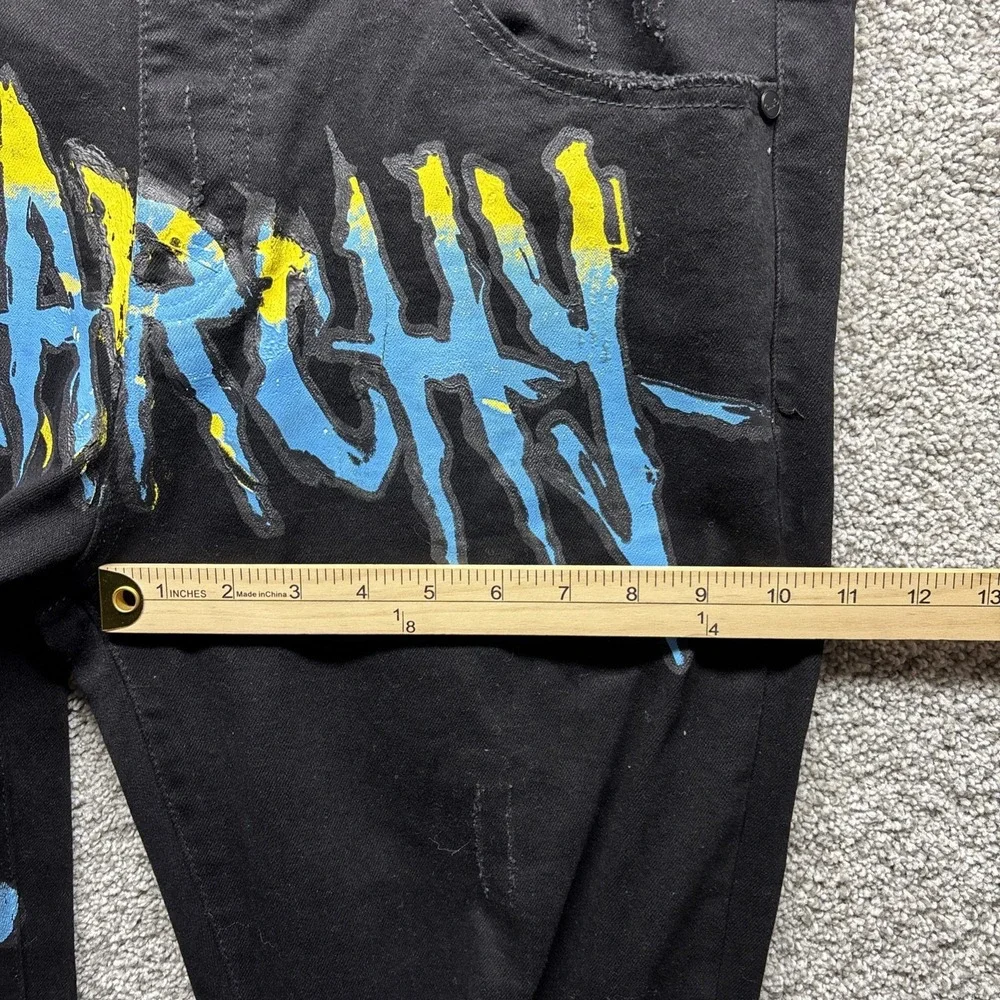 GTFD Los‎ Angeles Button Fly Jeans Mens 38x32 Streetwear Distress Anarchy Flames